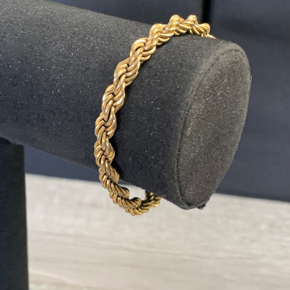 Monet Vintage Gold Tone Rope Chain Bracelet Twisted Link 6.5 Inch